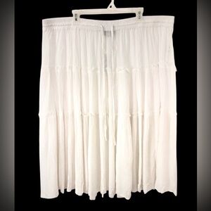 Catherines Women's Midi Skirt 2X White Tiered Flowy Fairy Angel Beach Gauze Boho